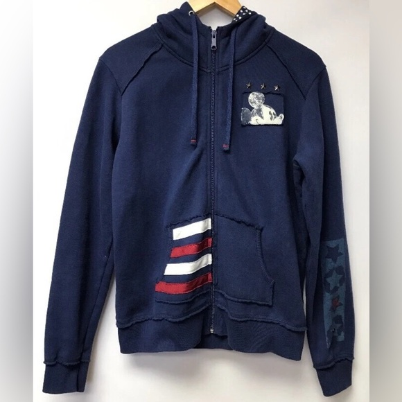 🖤❤️ Disneyland Resort Blue Zip Up Hoodie with Mickey Mouse Design, size XXL - Picture 1 of 11